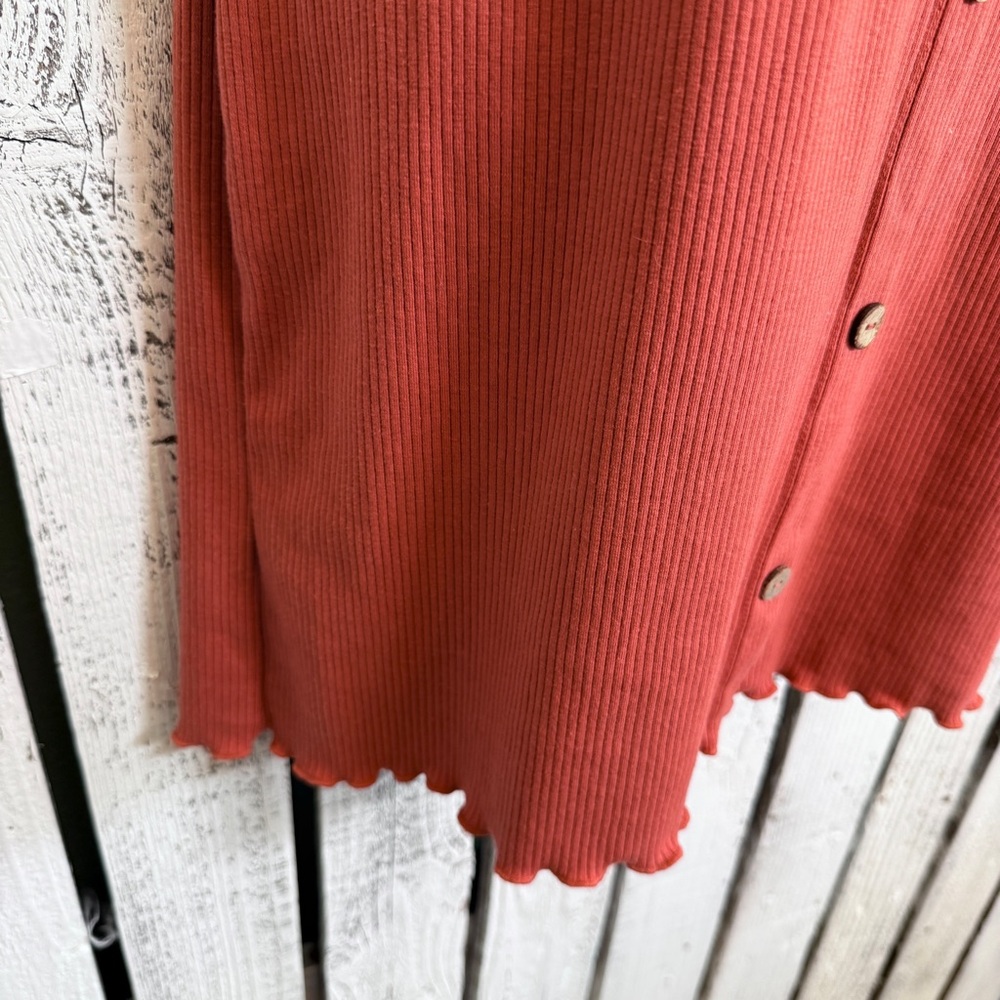 No Boundaries Ribbed Tank Dress Jr Size XL Coral Pink Above Knee Ruffled Trim - Picture 6 of 11